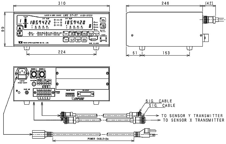 LMG-D7-XY 表示部外径寸法図